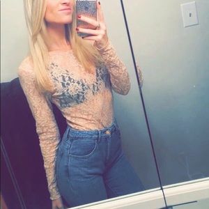 Hanky Panky sheer nude floral top size M